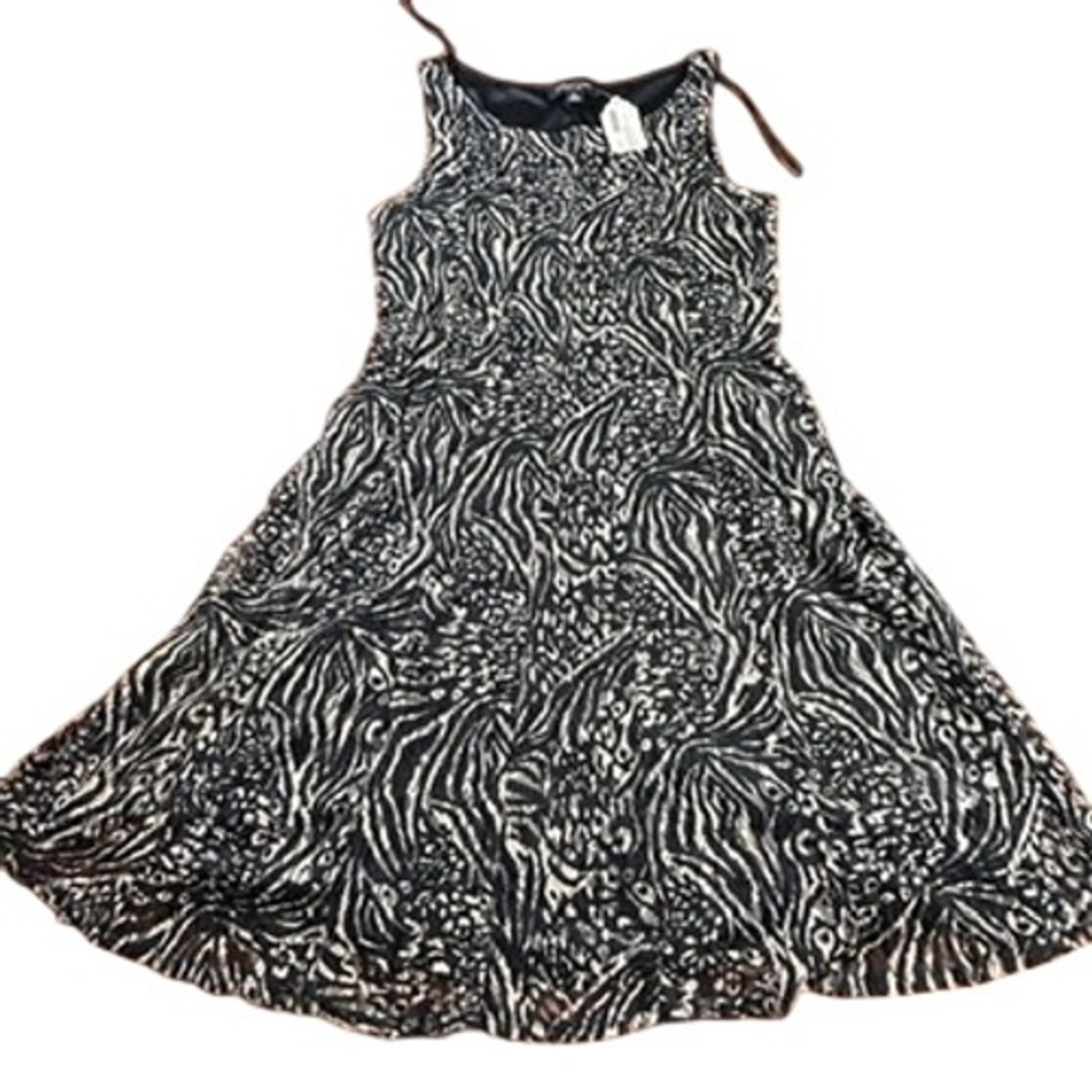 Perceptions New York Zebra Lace Fit and‎ Flare Dress Black White XL Sleeveless